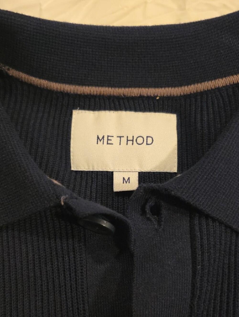 Method Navy Ribbed Long-Sleeve Button-Down Shirt - Picture 2 of 4